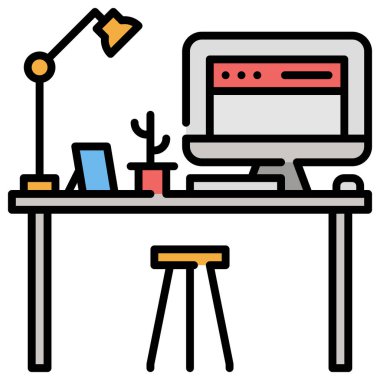 çalışma masası, ofis masası, vektör 