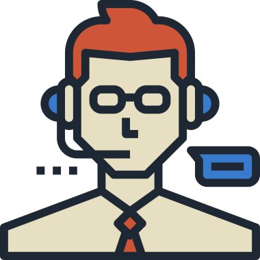 Web için müşteri hizmetleri simgesi, işçinin vektör illüstrasyonu 