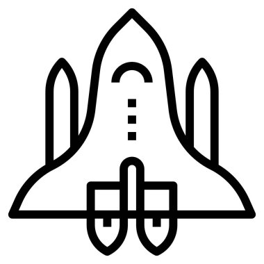 uzay gemisi düz simgesi, vektör illüstrasyonu 