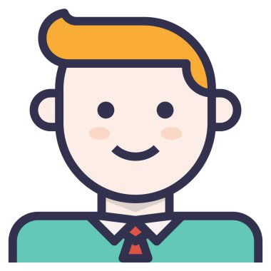 Erkek baş simgesi, insan yüzü avatar, vektör 