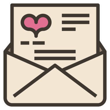 Web için aşk harfi simgesi, vektör illüstrasyonu 