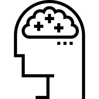 pozitif düşünme düz simgesi, vektör illüstrasyonu