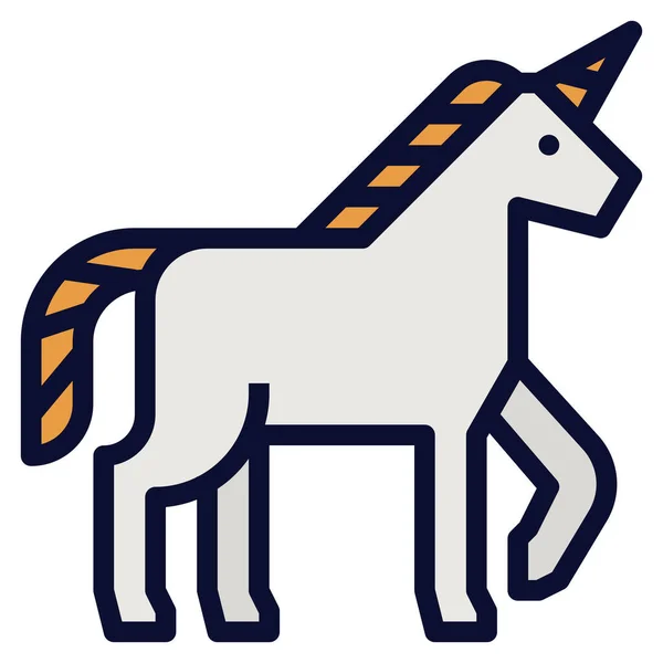 Ikon Unicorn Flat Fantasi Ilustrasi Vektor - Stok Vektor