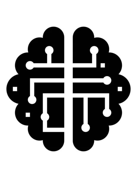 Icono Del Cerebro Digital Ilustración Vectorial — Vector de stock