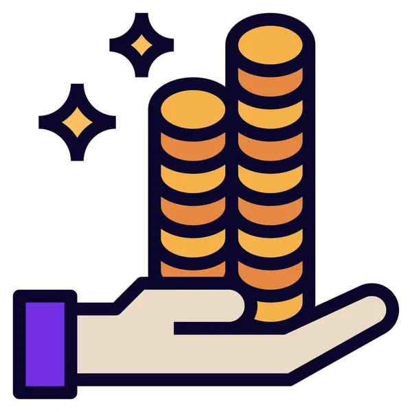 Mano Con Icono Monedas Ilustración Vectorial — Vector de stock