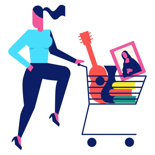 Femme Shopaholic Vente Vendredi Noir — Image vectorielle
