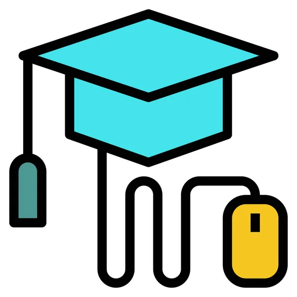 Educación Línea Icono Plano Vector Ilustración — Vector de stock