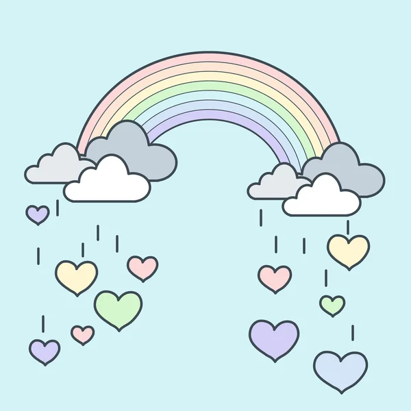 Cuore di pioggia arcobaleno — Vettoriale Stock