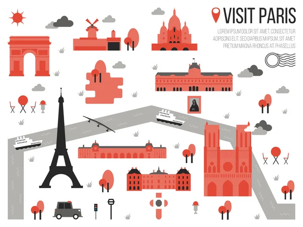 Ταξίδι Παρίσι εικονίδια — Διανυσματικό Αρχείο