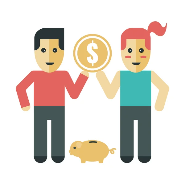 Pareja de ahorro — Vector de stock