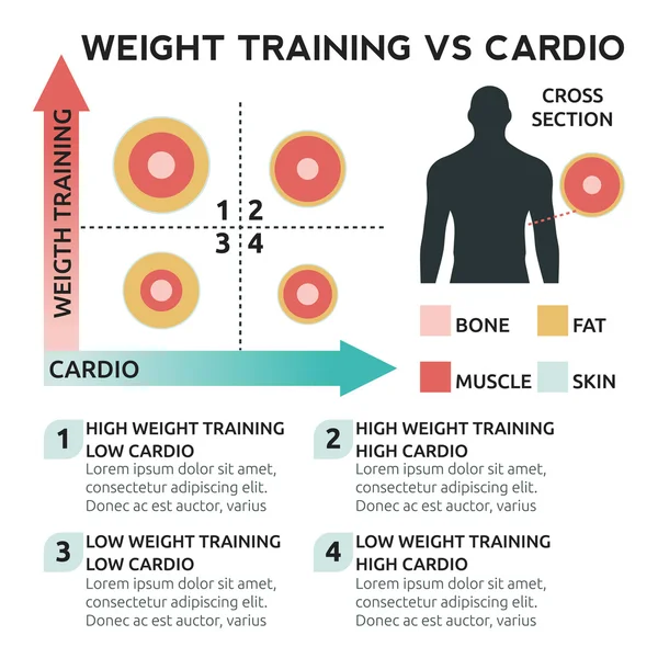 Treinamento de peso vs cardio — Vetor de Stock