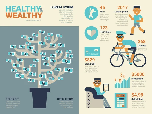 건강 하 고 부유한 — 스톡 벡터