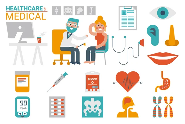 Infographie médicale et soins de santé — Image vectorielle