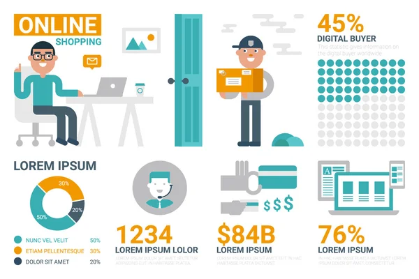 Infografía de compras en línea — Archivo Imágenes Vectoriales