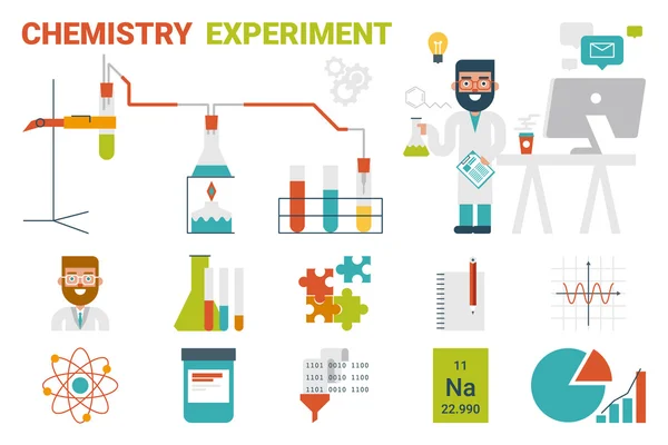 Chemistry Experiment Concept — Stock Vector