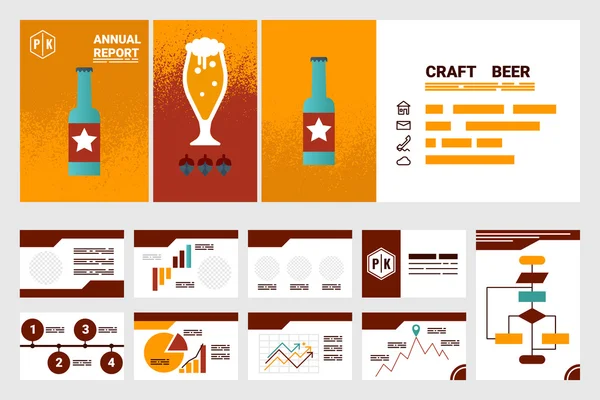 Dekking van ambachtelijke bier bedrijf jaarlijks verslag A4-blad en presentatie — Stockvector