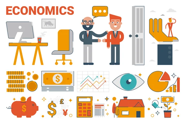 Elementos e ícones do infográfico da economia —  Vetores de Stock