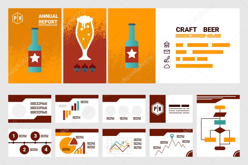 craft beer company annual report cover A4 sheet and presentation