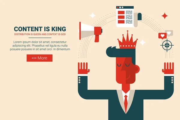 Content is king concept — Stock Vector