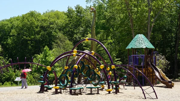 Speeltuin op de plaats van de dinosaurus in Nature's Art Village in Montville, Connecticut — Stockfoto