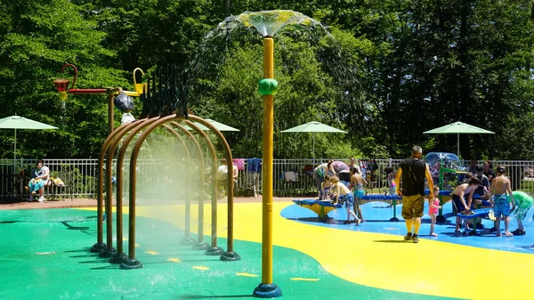 Splash pad at the Dinosaur Place at Nature's Art Village in Montville, Connecticut