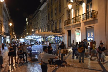 LISBON, PORTUGAL - 19 AUG: Portekiz 'de Lizbon Sokakları, 19 Ağustos 2016.