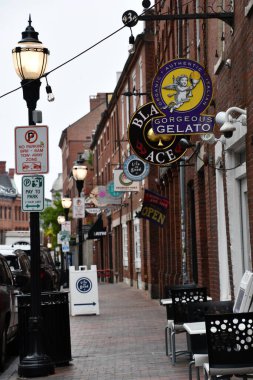 PORTLAND, ME - 26 SEP Portland şehir merkezindeki Fore Caddesi, 26 Eylül 2020 'de görüldüğü gibi. 