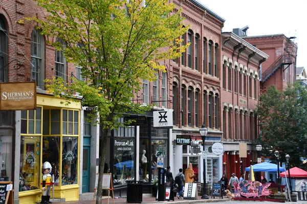 Portland Sep Exchange Street Centro Portland Maine Visto Sep 2020 — Foto de Stock