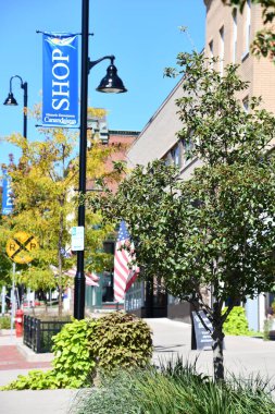 CANDAIGUA, NY - 18 Sep 2020 'de görüldüğü gibi Canandaigua, New York şehir merkezindeki ana cadde.