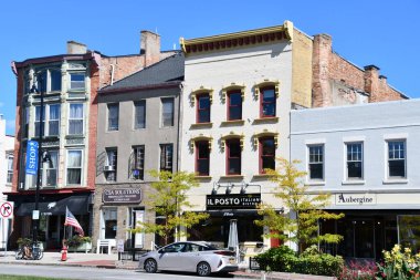 CANDAIGUA, NY - 18 Sep 2020 'de görüldüğü gibi Canandaigua, New York şehir merkezindeki ana cadde.