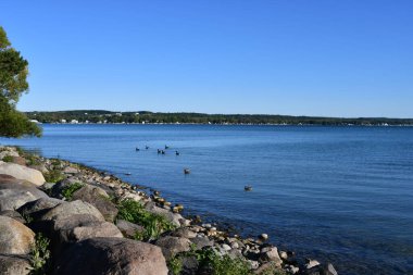 Canandaigua, New York 'taki Kershaw Park' tan Canandaigua Gölü manzarası