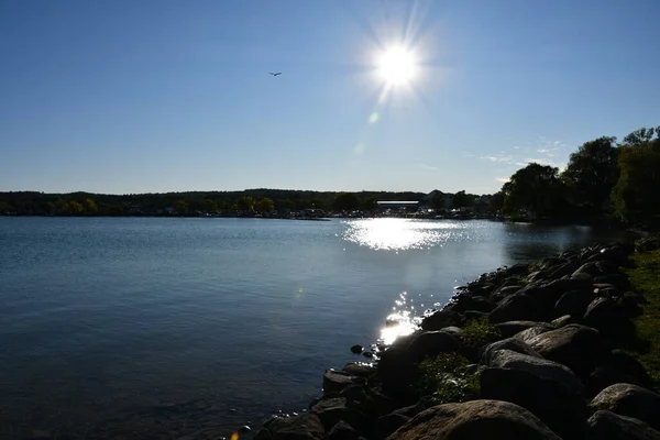 Вид Озеро Кандандайґуа Парку Кершоу Кандандайґуа Штат Нью Йорк — стокове фото