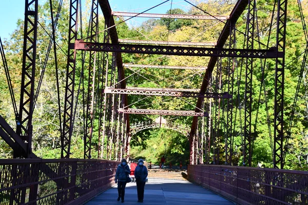 Nowa Milford Październik Most Parku Stanowym Lovers Leap New Milford — Zdjęcie stockowe