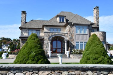 RYE, NH - 4 Ekim 2020 'de görüldüğü gibi Rye, New Hampshire' daki malikane.