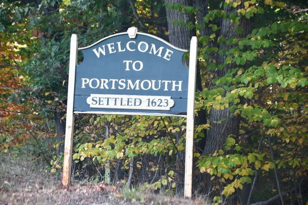 Portsmouth Okt Välkommen Till Portsmouth New Hampshire Skylt Usa Sett — Stockfoto