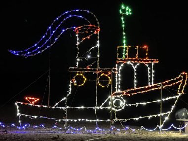 NEW HAVEN, CT NOV 29: 2020 Lighthouse Point Park, Connecticut 'ta Lighthouse Fantasy of Lights Show, 29 Kasım 2020' de görüldüğü gibi. 