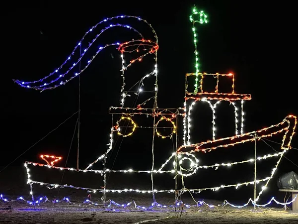 NEW HAVEN, CT NOV 29: 2020 Lighthouse Point Park, Connecticut 'ta Lighthouse Fantasy of Lights Show, 29 Kasım 2020' de görüldüğü gibi. 