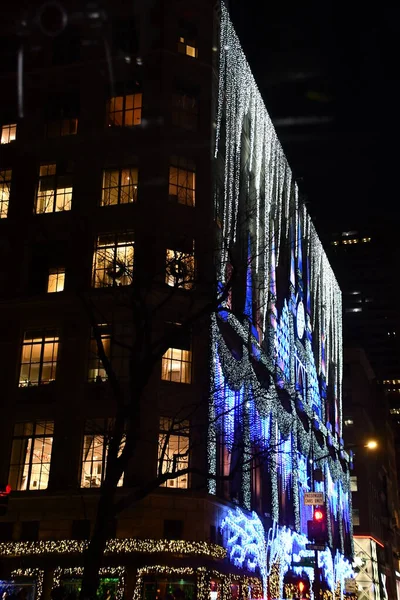 New York Dec Fête Lumière Magasin Phare Saks Fifth Avenue — Photo