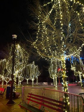 VALHALLA, New York - 28 Aralık 2020 'de Kensico Dam Plazain Valhalla, New York' ta görülen Westchester Kış Harikalar Diyarı.