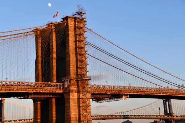 Brooklyn Bridge Pôr Sol Nova Iorque — Fotografia de Stock