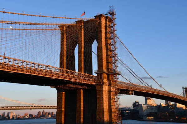 Puente Brooklyn Atardecer Nueva York — Foto de Stock