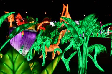 RANDALLS ADASI PARK, NY - 2 Ocak 2021 'de New York' taki Randalls Island Park 'ta görülen LuminoCity Festivali. Dinamik bir bayram ışık festivali ve büyüleyici bir sanat deneyimi..