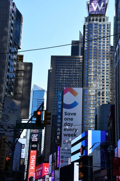 Nueva York Feb Times Square Presentado Con Teatros Broadway Carteles — Foto de Stock