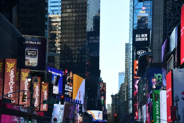 New York Feb Times Square Apresentado Com Teatros Broadway Sinais — Fotografia de Stock