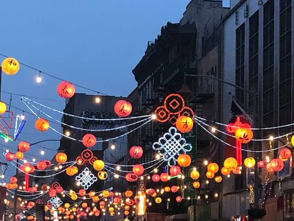 New York Apr Light Chinatown Lanterns New York City Seen — Stock Photo, Image