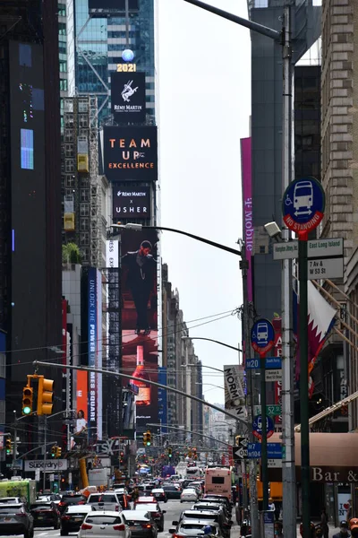 New York Mai Times Square Gekennzeichnet Mit Broadway Theatern Und — Stockfoto
