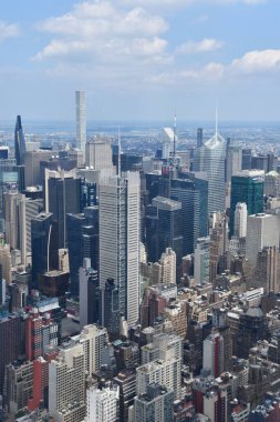 NEW YORK, NY - 20 Haziran 2021 'de Hudson Yards' daki The Edge Observation Deck 'ten New York City' nin Hava Görüntüsü.
