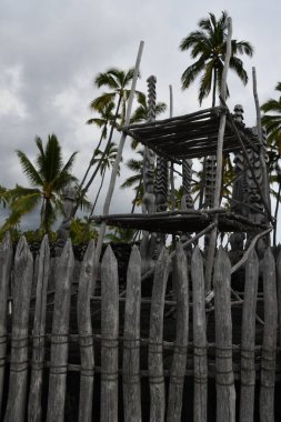 HONAUNAU, HI - 11 AUG: Puuhonua O Honaunau Ulusal Tarih Parkı, Hawaii, Honaunau, Büyük Ada, 11 Ağustos 2022 'de görüldüğü gibi.