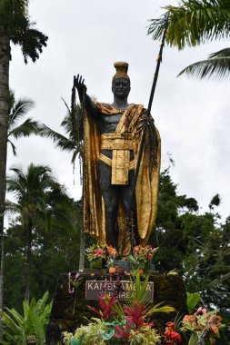 HILO HI - 15 AUG KIng Kamehameha heykeli Hawaii 'deki Büyük Ada' da, 15 Ağustos 2022 'de görüldüğü gibi.