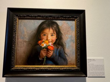 Long Island Şehri, New York, New York 'ta 8 Eylül 2024' te Himalaya Thangka ve Çağdaş Sanat Sergisi 'nde görüldüğü gibi 8: 84 bin bir soru..